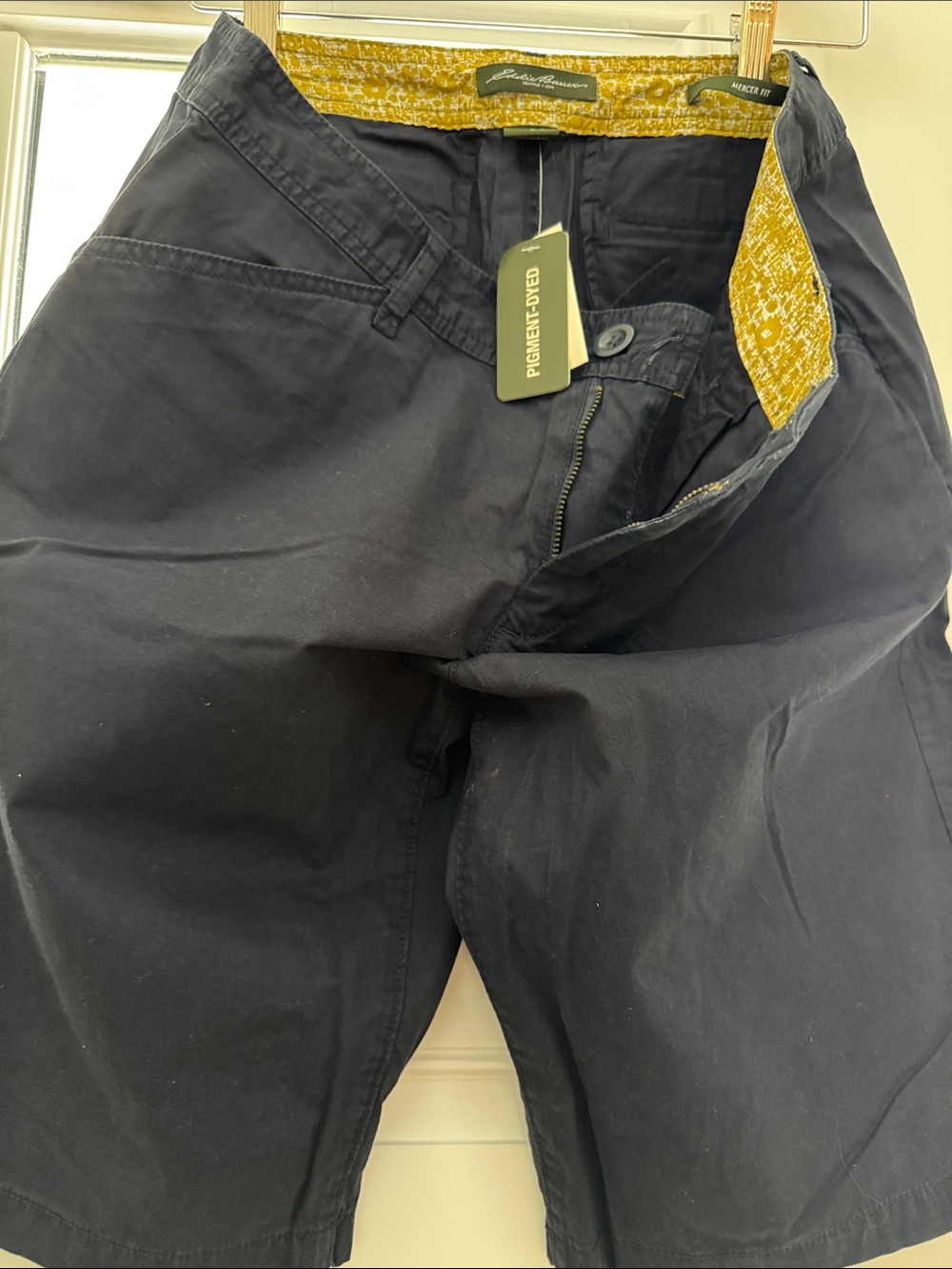 Vintage women navy chino shorts with contrast waistband